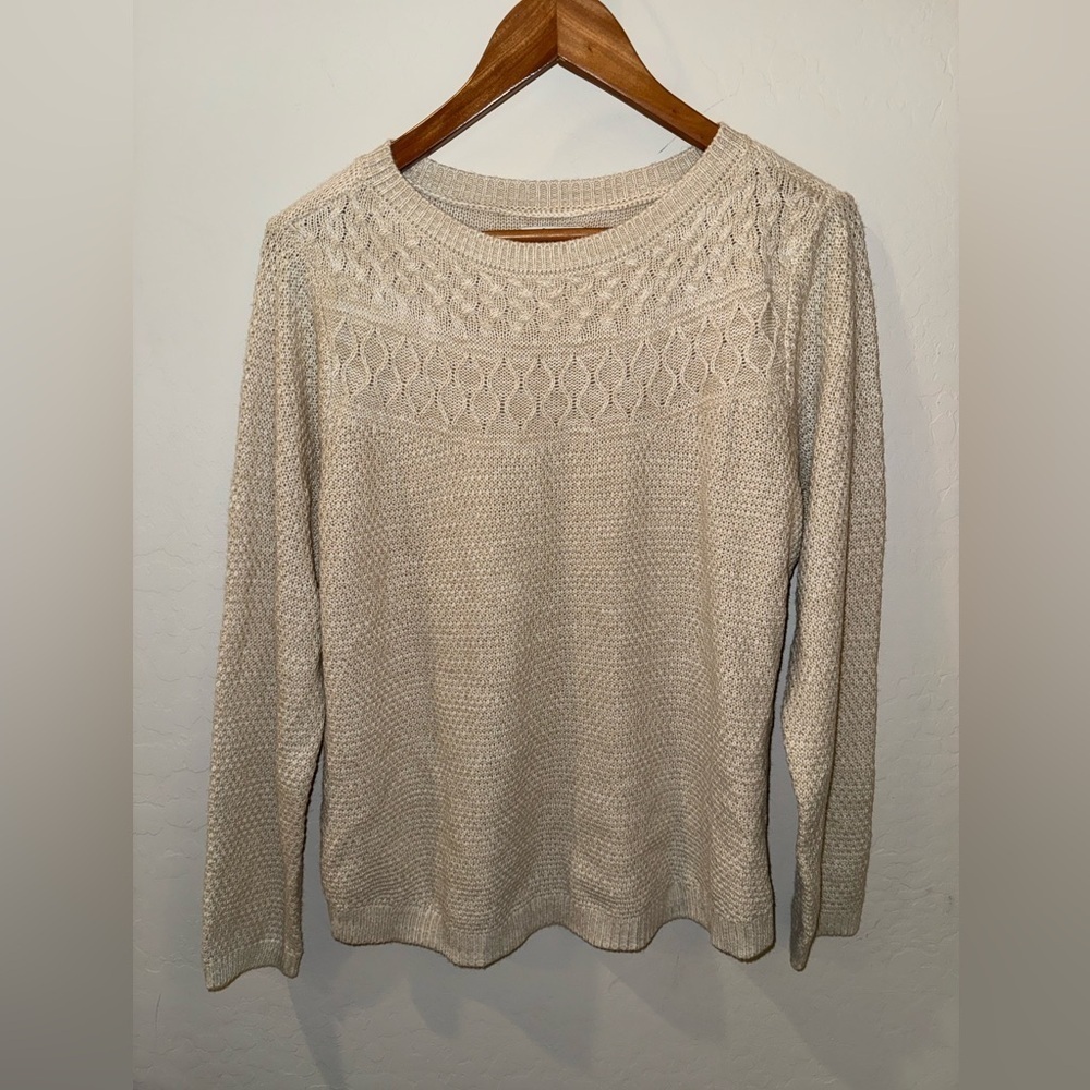 Croft & Barrow Women’s Cable-Knit Yoke Pullover Sweater – XL